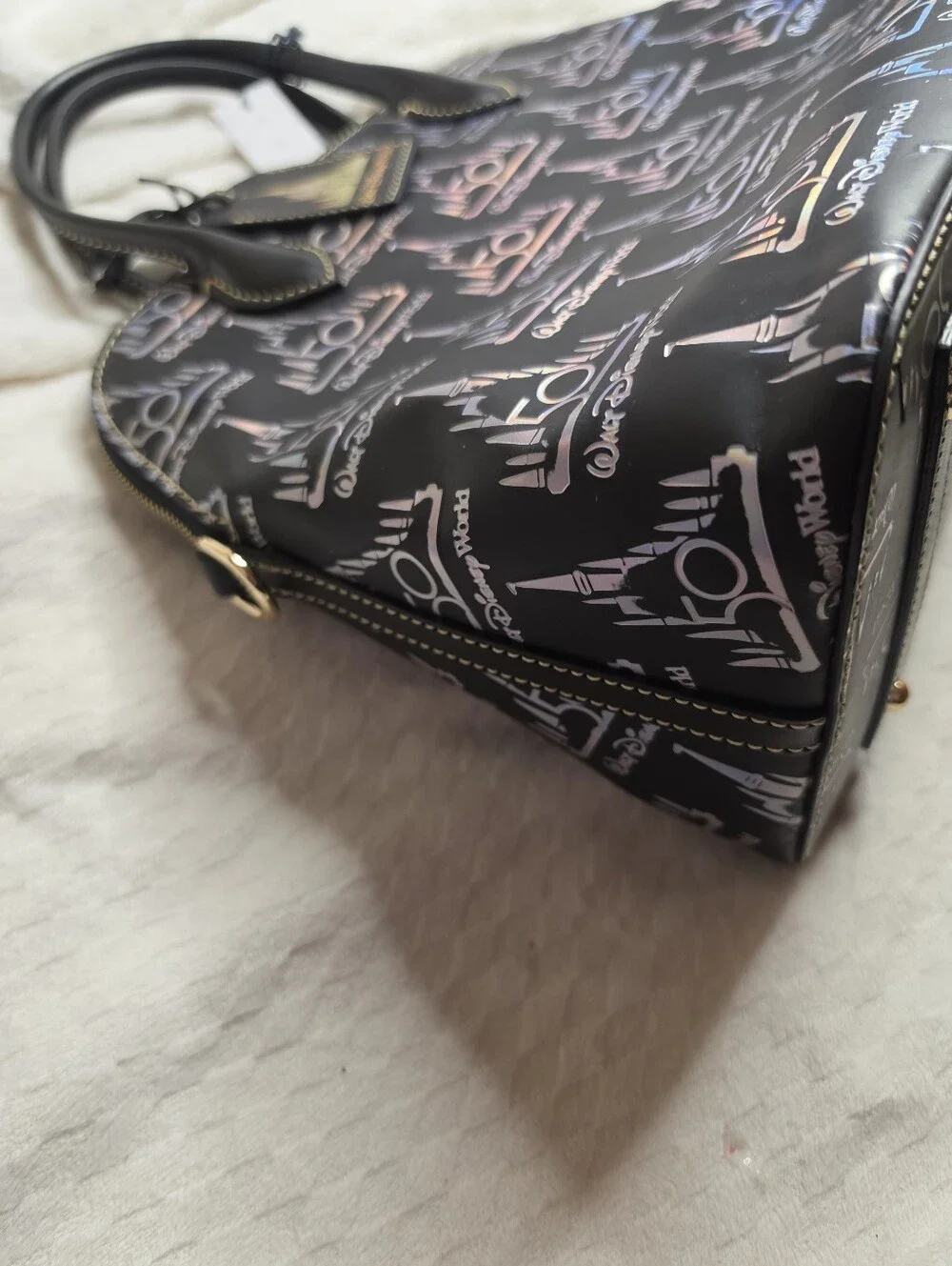 New Disney Dooney & Bourke Walt Disney World 50th Anniversary Black Holo Satchel
